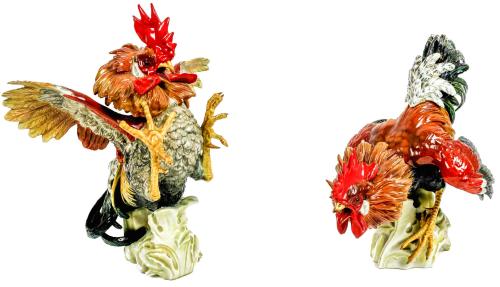 PAREJA DE GALLOS DE PORCELANA ALGORA PAREJA DE GALLOS DE PORCELANA ALGORA
