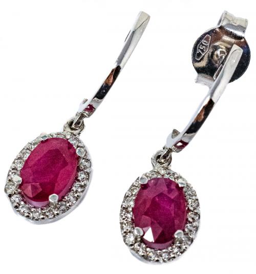 PENDIENTES ARGOLLAS CON BRILLANTES Y RUBÍES