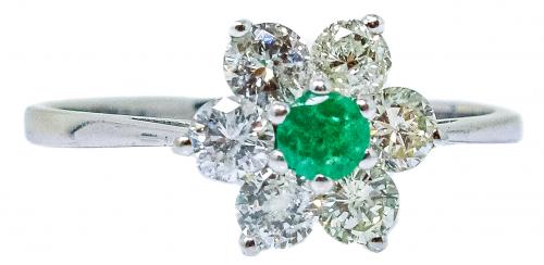 ANILLO ROSETÓN CON ESMERALDA Y BRILLANTES