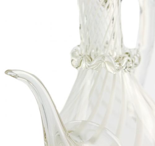 CENTRO DE MESA Y ACEITERA EN CRISTAL SOPLADO DE MEDIADOS SXX