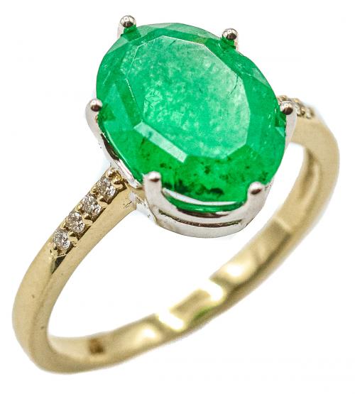 ANILLO CON ESMERALDA Y BRILLANTES