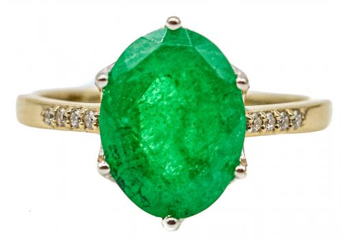 ANILLO CON ESMERALDA Y BRILLANTES