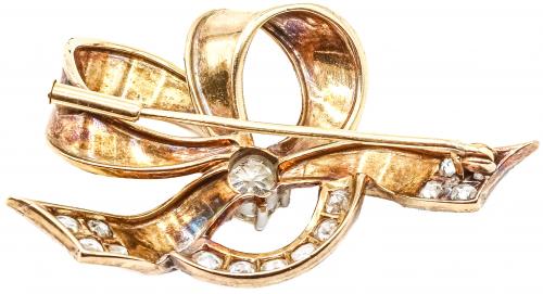 BROCHE LAZO CON BRILLANTES, DE LOS AÑOS 40