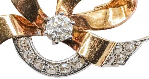 BROCHE LAZO CON BRILLANTES, DE LOS AÑOS 40