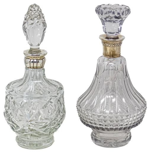 DOS BOTELLAS DE CRISTAL Y PLATA