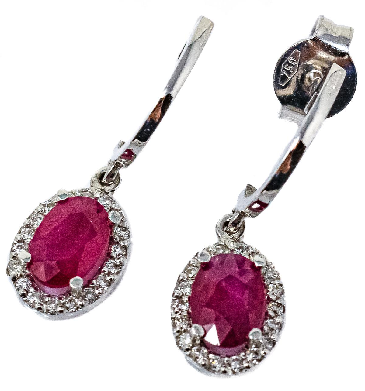 PENDIENTES ARGOLLAS CON BRILLANTES Y RUBÍES