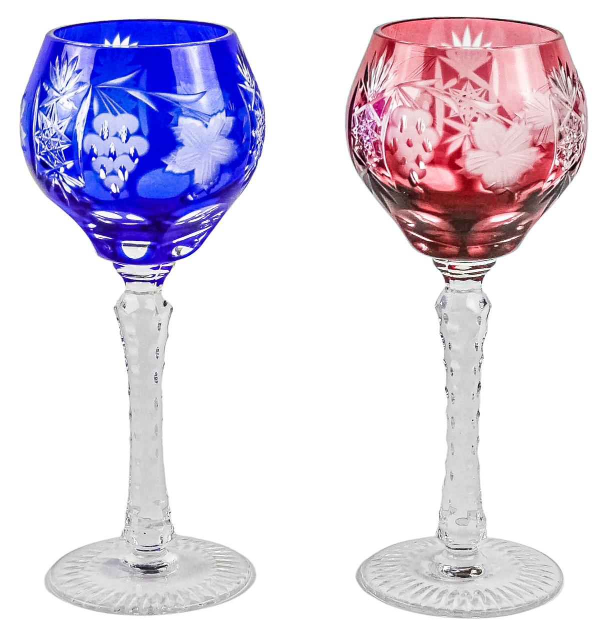 DOS COPAS DE VINO EN CRISTAL DE MEDIADOS DEL S.XX