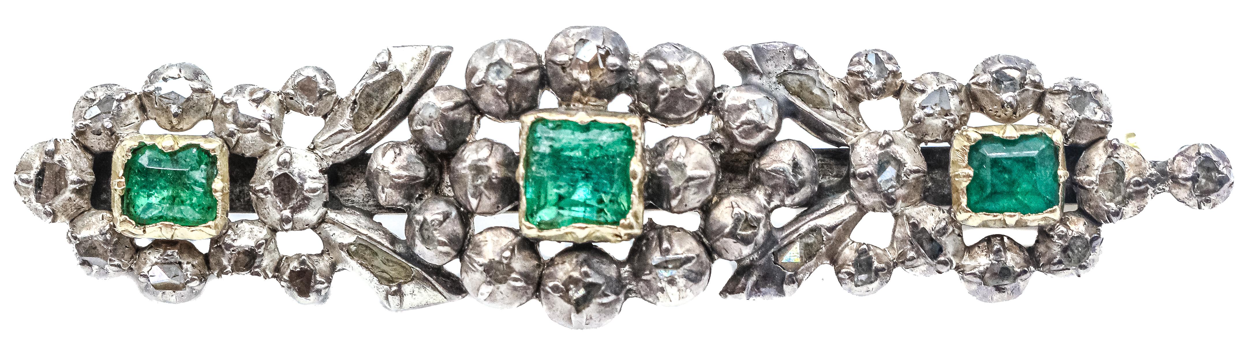 ALFILER CON DIAMANTES Y ESMERALDAS DEL S.XIX