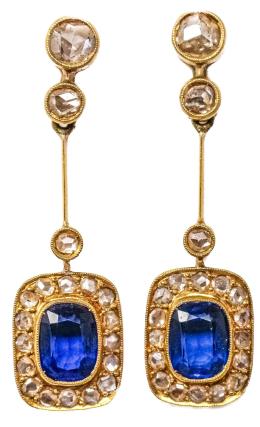173 - PENDIENTES CON ZAFIROS DE PPS. DEL S.XIX