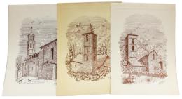 296  -  LOTE DE LITOGRAFÍAS DE CAMPANARIOS. FIRMADOS MOSTANY***busca