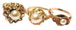 141 - LOTE DE ANILLOS CON PERLAS