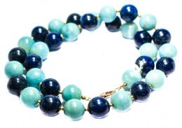 93 - COLLAR DE LAPISLAZULI Y CALCEDONIA