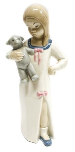 541 - FIGURA EN PORCELANA REX "NIÑA CON OSITO"