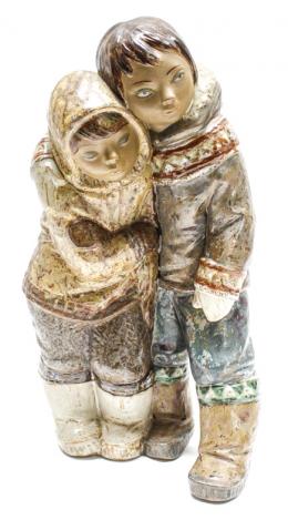 539 - FIGURA EN GRES LLADRÓ "NIÑOS ESQUIMALES"