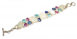 162 - PULSERA PLATA CON PIEDRAS SEMIPRECIOSAS