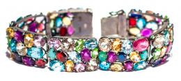 164 - PULSERA PLATA Y PIEDRAS MULTICOLOR