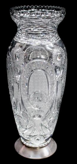 38 - GRAN JARRÓN EN CRISTAL Y PLATA
