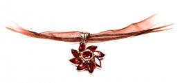 90 - COLGANTE FLOR EN PLATA Y GRANATES
