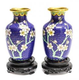 474 - PAREJA DE JARRONCITOS CLOISSONNÉ