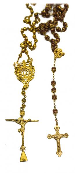 916 - DOS ROSARIOS DE PLATA DORADA Y METAL DORADO