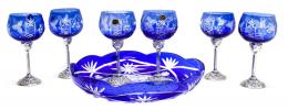 25 - CONJUNTO DE COPAS Y BANDEJA EN CRISTAL DE BOHEMIA