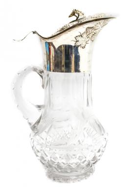 40 - JARRA PARA VINO EN CRISTAL Y PLATA