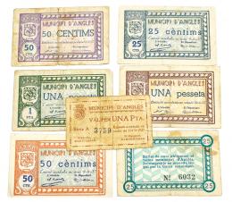 406 - SIETE BILLETES DEL AYUNTAMIENTO DE ANGLÉS