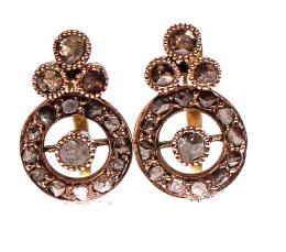 145 - PENDIENTES ORO Y DIAMANTES S. XIX
