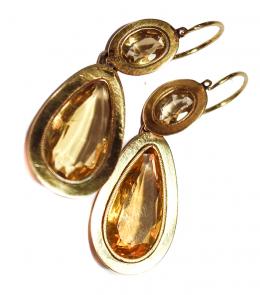 144 - PENDIENTES ORO Y CITRINOS S.XIX