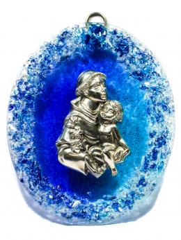 797 - MEDALLA DE CUNA EN CRISTAL DE MURANO Y PLATA