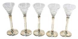 24 - CINCO COPAS LICOR EN CRISTAL Y PLATA