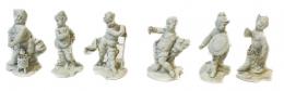 572 - SEIS FIGURAS ALEGÓRICAS EN PORCELANA NYMPHEBURG
