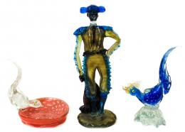 66 - TRES FIGURAS EN CRISTAL DE MURANO