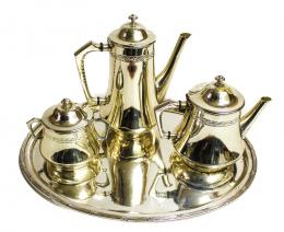 1044 - SERVICIO CAFE EN METAL PLATEADO