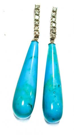 172 - PENDIENTES CON BRILLANTES Y TURQUESAS