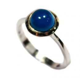 93 - ANILLO CON CALCEDONIA AZUL