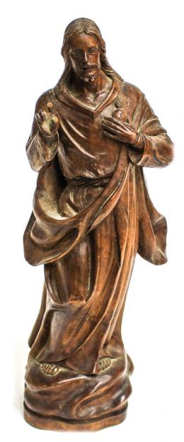 890 - FIGURA EN MADERA TALLADA "SAGRADO CORAZÓN"