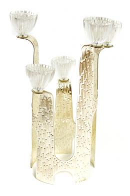 15 - CANDELABRO ESCANDINAVO EN CRISTAL Y METAL
