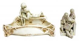 584 - CENTRO DE MESA Y FIGURA EN BISCUIT. CIRCA 1900