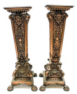 1030 - PAREJA DE COLUMNAS EN CALAMINA FLES. S.XIX