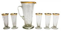 45 - JARRA Y CINCO VASOS DE CRISTAL