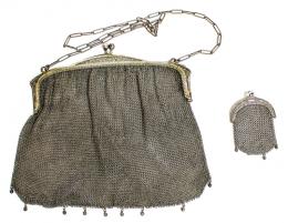 757 -  BOLSO Y MONEDERITO DE MALLA EN PLATA