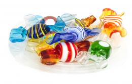 72 - PLATO Y "CARAMELOS" EN CRISTAL DE MURANO