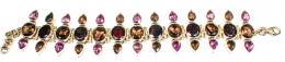 187 - PULSERA CON GRANATES, AMATISTAS Y CUARZO FUMÉ