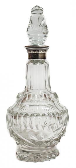 14 - BOTELLA LICORERA EN CRISTAL Y PLATA