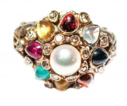 102 - ANILLO ROSETON CON PERLA