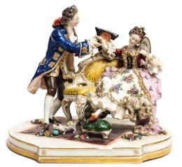 642 - GRUPO EN PORCELANA CAPODIMONTE "GALANTEO"