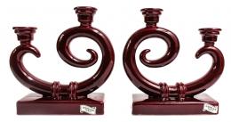 522 - PAREJA DE CANDELABROS EN CERÁMICA. AÑOS 30-40