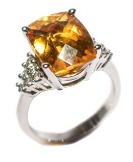 89 - ANILLO CON BRILLANTES Y CITRINO
