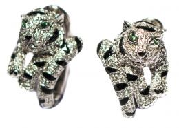180 - PENDIENTES PANTERA CON BRILLANTES